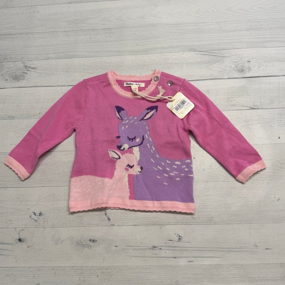 Hatley soft fawn baby sweater pink purple 12-18 months NEW